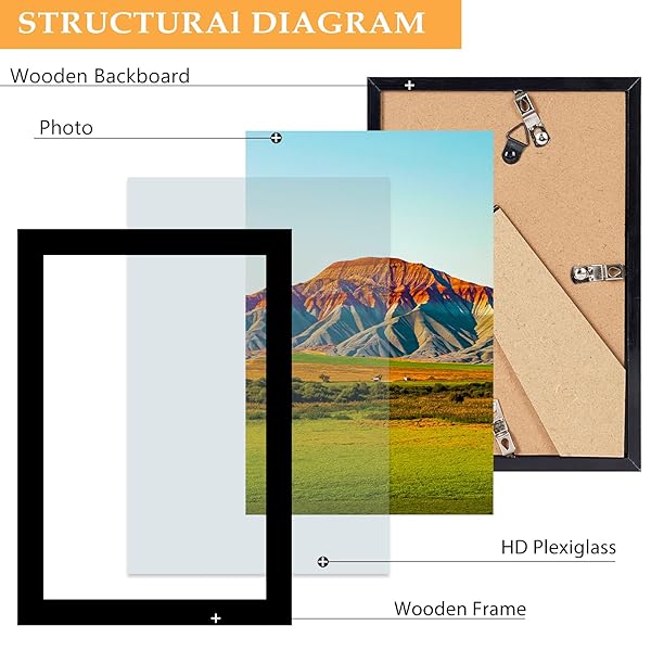 QOTIB 12X20 PICTURE FRAME BLACK FOR WALL MOUNTING, HORIZONTAL AND VERTICAL FORMATS FOR WALL HANGING, WOOD 12X20 FRAME, BLACK, 1 PACK