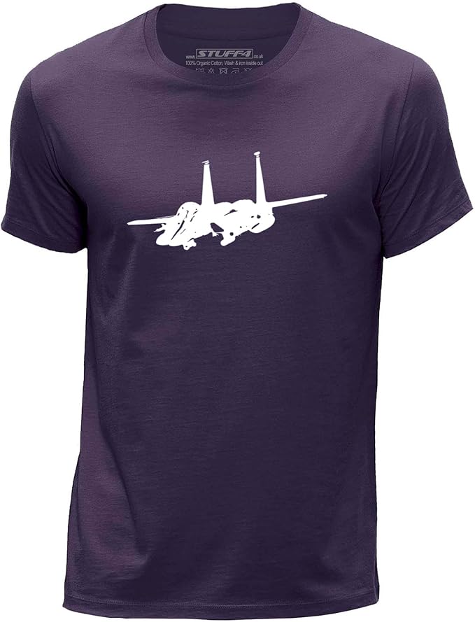 STUFF4 Men's X Large (XL) Purple Round Neck TShirt/Fighter Jet Plane/F