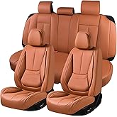 truckerset Car Seat Covers, Leather Seat Covers for Cars Full Set, Waterproof and Breathable Suitable for Most SUV/Truck/Sedan/Automotive 5 Pack (Brown)