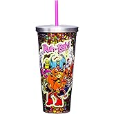Spoontiques Scooby Doo Halloween Glitter Cup Tumbler with Stainless Steel Lid and Straw - 20 oz - Acrylic - Multicolored