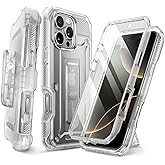 SUPCASE for iPhone 16 Pro Max Case with Screen Protector (Unicorn Beetle Pro), [Built-in Stand & Belt-Clip] [Military-Grade Protection] Full Body Heavy Duty Phone Case for iPhone 16 Pro Max, Clear