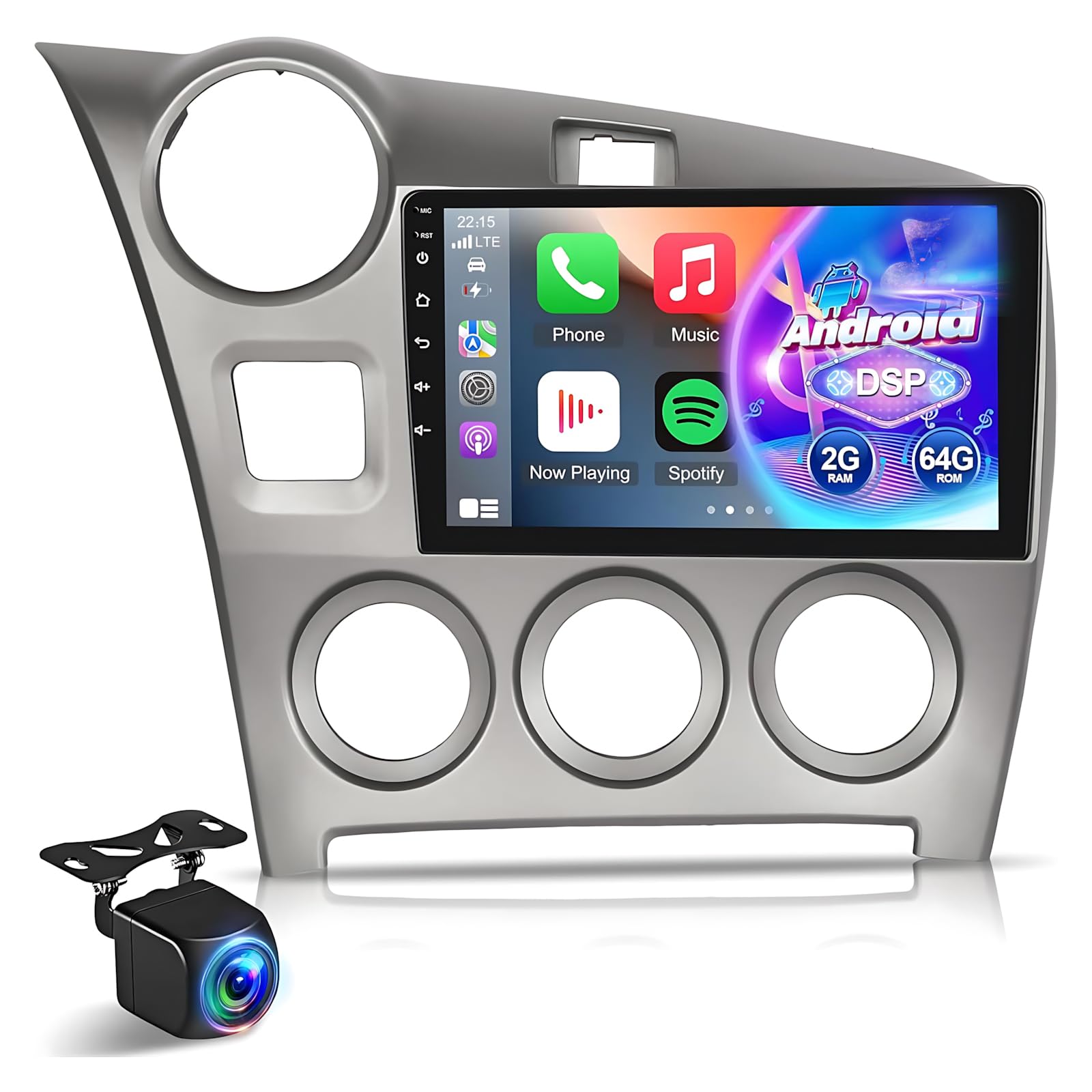 Photo 1 of [2+64G] Android Car Stereo for Toyota Matrix 2009-2014, 9 inch HD Touchscreen Aftermarket Radio - Wireless Carplay & Android Auto, WiFi, DSP, Mirror Link, FM/RDS Radio, SWC + AHD Backup Camera