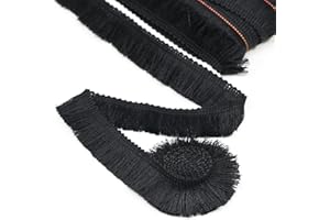 VOOMOLOVE 27 Yards 25 mm 0.98 inch,Black Trim Fringe Macrame Tassel Lace for Sewing Crafts Clothing, Trim Curtains Sewing Clothes Accessories Lampshade Curtain Home DIY Decoration(Black)