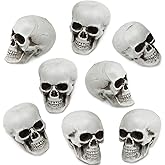 Boao 8 Pieces Halloween Skulls 1.8 x 1.8 x 2.4 Inches Realistic Looking Skulls Human Skeleton Head for Halloween Bar Home Table Decoration