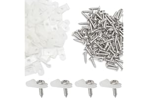 RIERDGE 100 Pcs 1/8 Inch White Nylon Screw Mounting R-Type Cable Clip Wire Clamp, 3.3mm Cable Clip Wire Clamp for Wire Management, Stainless Steel Screws Included