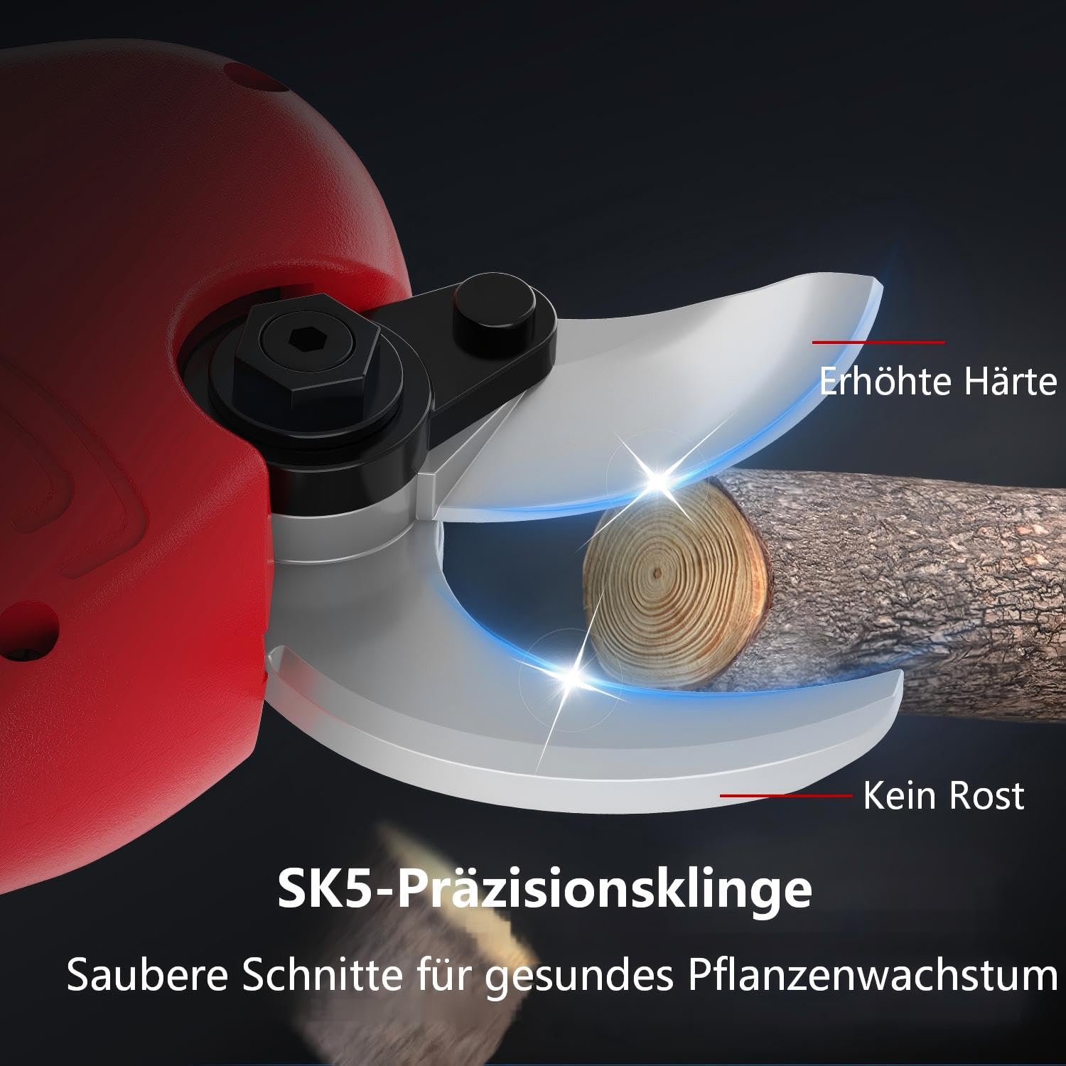 OUTIGO Elektrische Zuschneideschere, ausgestattet mit 2 Batterien 3000mAh, 40mm, mit Display, Bürstenloser Motor, geeignet für Gartenbau, Obstbäume, Weinberge 4