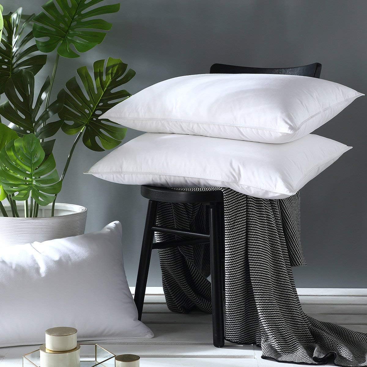 Coozii White Goose Down Pillows,1200 Thread Count 100% Egyptian Cotton Pillows for Sleeping,Soft Comfortable Standard Size Goose Down Pillow,Hypo-allergenic