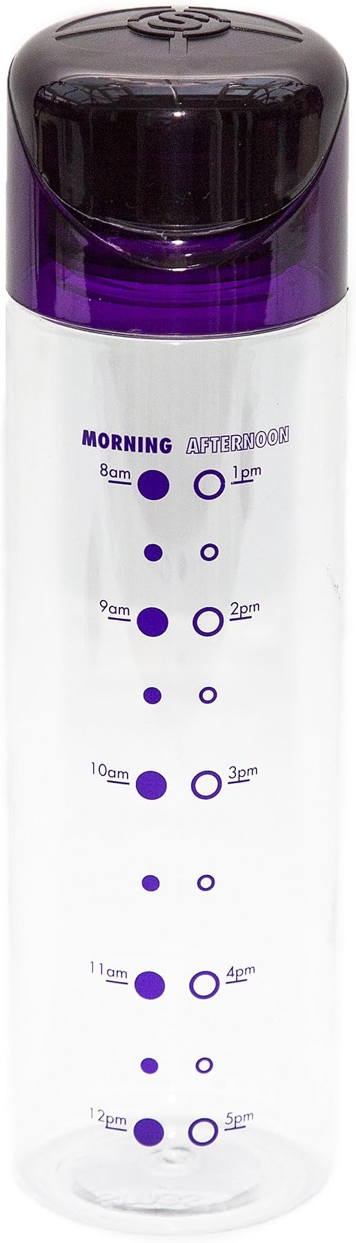 Smash Slim Line Tritan Drink Bottle with Water Timings, Purple/Clear, 7 x 7 x 25.5 cm