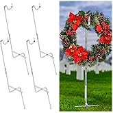 Blulu 4 Pcs Wreath Stands for Cemetery Grave Wreath Holder Stand in Ground Cemetery Flower Holder Headstone Flower Hook Gravestone Hanger for Spring Memorial Day Funeral Christmas Tombstone Decoration