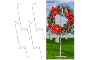 Blulu 4 Pcs Wreath Stand Grave Flower Holder Christmas Headstone Wreath Hanger for Cemetery Gravestone Wreath Stand Tombstone Wreath Holder for Grave Marker Gravestone Flowers Decorations