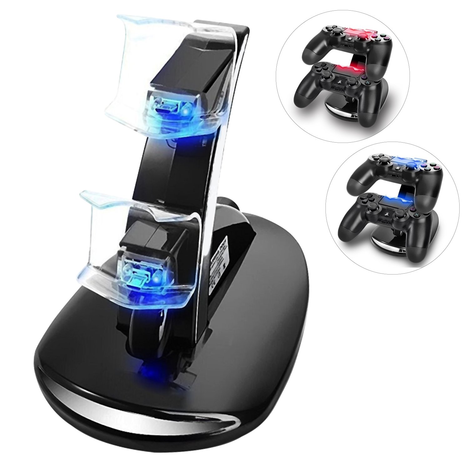 YCCTEAM Dual USB Charging Charger Docking Station Stand for Playstation 4 PS4,PS4 Slim,PS4 Pro Controller