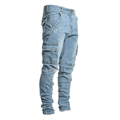 Pantete Mens Slim Fit Jeans Pockets Stretch Skinny Denim Pencil