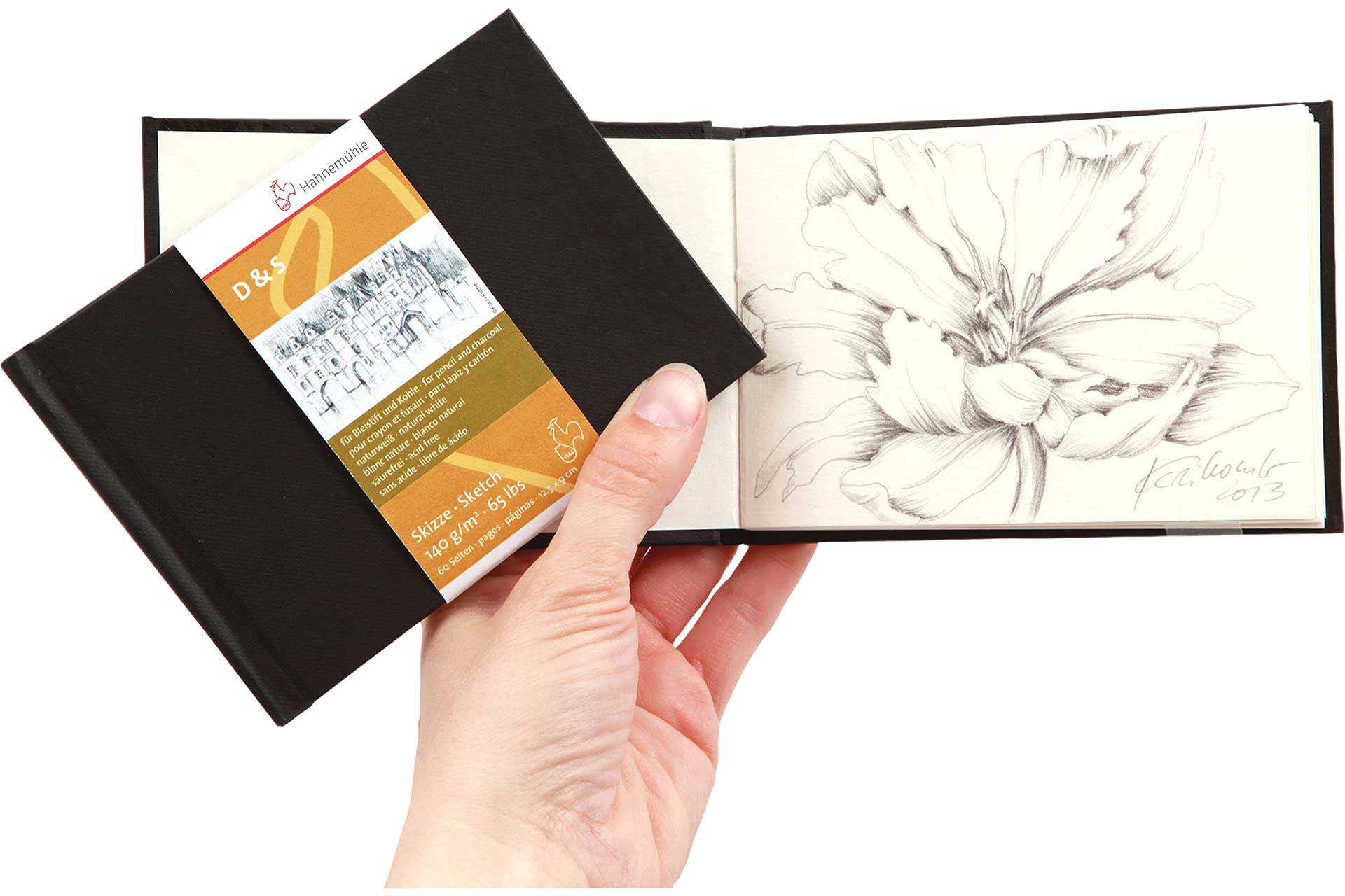 Hahnemuhle Sketch Book D&S, 140gsm Book, Black with Stitched Binding, 25x25cm