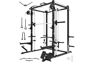 EONFITOMNI Eonfit E3 Smith Machine for Home Gym Equipment, Multi-Function Power Cage Squat Rack with Cable Crossover LAT Pulldown Pulley System All in One (E3 BLK)
