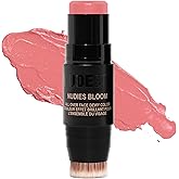 Nudestix Nudies Bloom All Over Dewy Color – 3-in-1 Cream Blush Stick for Cheeks, Eyes & Lips with Built-In Brush | Sheer, Glossy Finish | Vegan, Long-Wear, Multi-Use Makeup