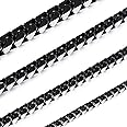 MOWOM Black Chain Necklace for Men Women Water Resistent 316L Stainless Steel Big Thick Cuban Link Chains Plated & Brushed finish Silver Color with Gift Box (3.5-8 MM Wide, 14-36 Inches Long)