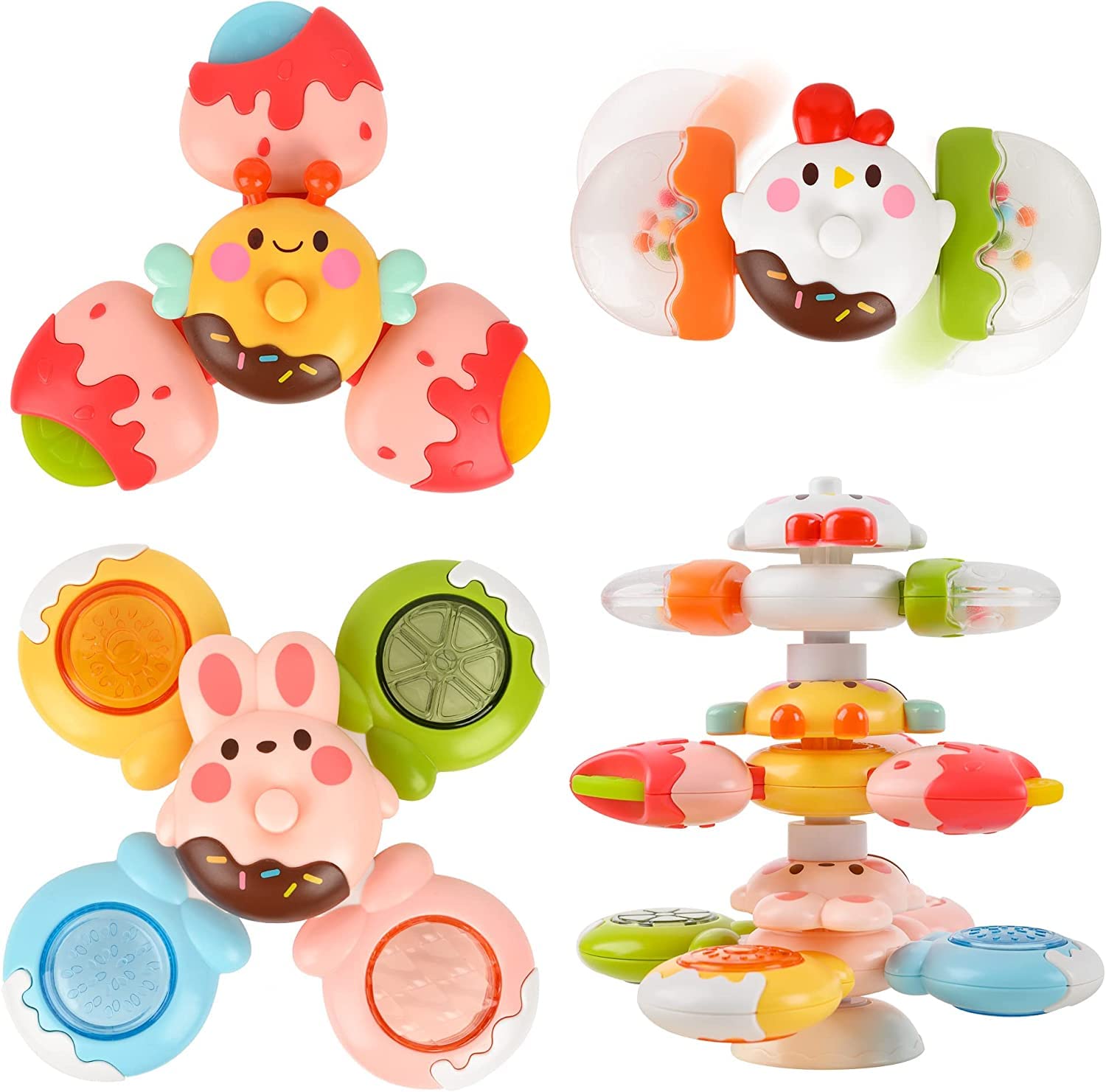 Vanmor Spinner Toys for Toddlers & Babies - DIY Stackable High Chair Toys, Sensory Learning Gifts