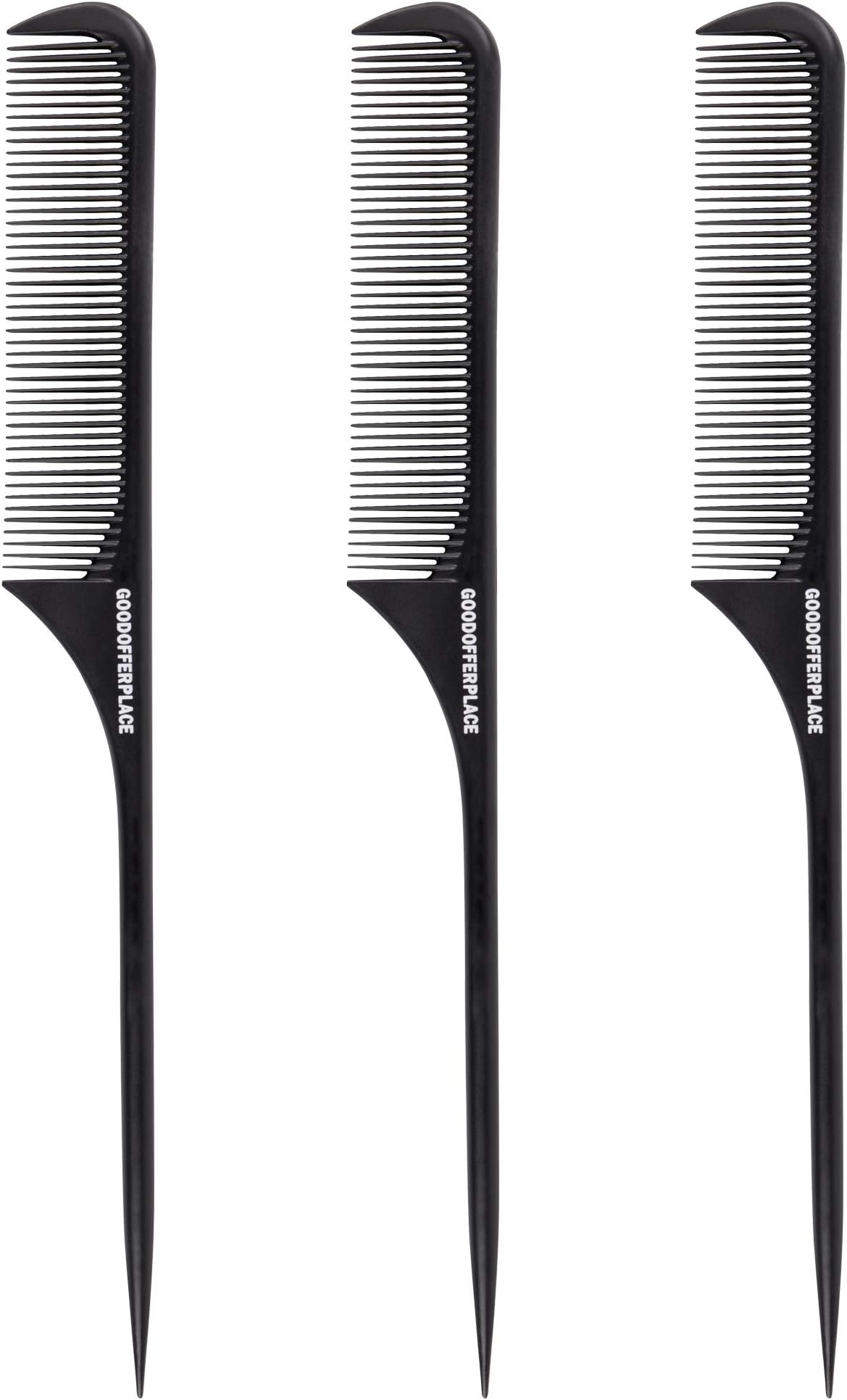 Goodofferplace 3 Pack Rat tail Styling comb Pintail comb Parting comb Teasing comb with long tail hair combs for women