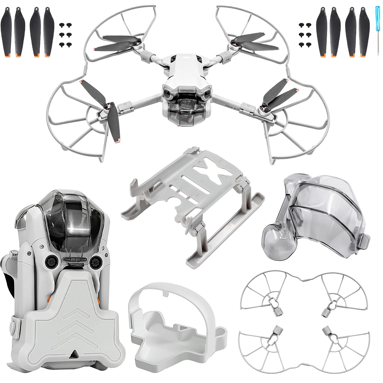 Craznick Mini 4 Pro Bundle Kit Propellers Blades Guards Landing Gear Legs Extensions Propeller Holder Strap Blade Gimbal Protector Lens Cover for DJI Mini 4 Pro Drone Accessories Set — image 1