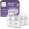 Philips Avent Natural Baby Bottles with Natural Response Nipples (Slow Flow, Flow 2), 4oz, 4-Pack, SCY900/04