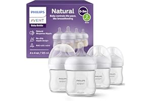 Philips AVENT Biberón natural con pezón de respuesta natural, transparente, 4 onzas, paquete de 4, SCY900/04