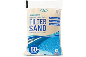 Aqua Joe Premium Filter Sand for Pools and Spas, Natural Silica, 50 Lbs - Above Ground and Inground Pool and Spa System Accessories - Supplies for Cleaning and Maintenance