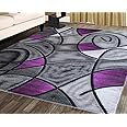 Masada Rugs, Modern Contemporary Area Rug, Purple Grey Black (8 Feet X 10 Feet) Living Room, Bedroom, Office Rug