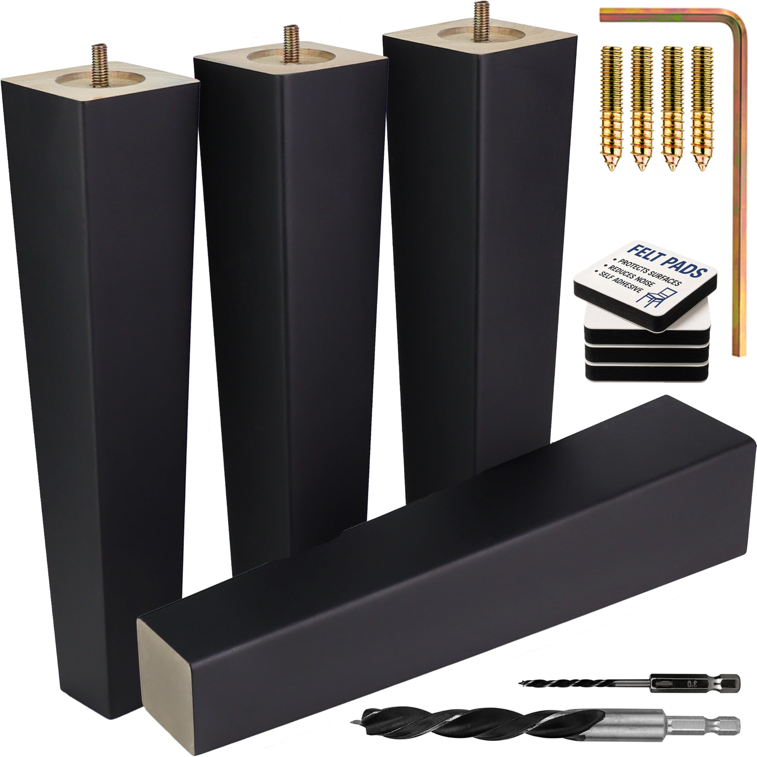Photo 1 of ***MISSING HARDWARE***
Airy Abode Premium Black Square Furniture Legs (Full Install Kit) - Pick Your Size and Color