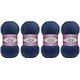 55% Cotton 45% Acrylic Yarn Alize Cotton Gold Thread Crochet Hand Knitting Art Lot of 4skn 400 gr 1444 yds (279-Midnight Blue)