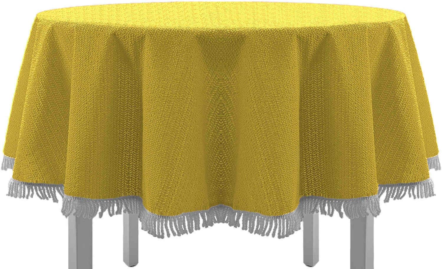 exklusivheimtextil garden table cloth with fringe, classic round, oval