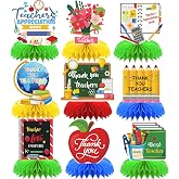 Teacher Appreciation Week Table Decorations Honeycomb Centerpieces, 9PCS Teacher Appreciation Decorations 3D Double Side Table Topper Sign Thank You Teacher Table Centerpieces