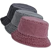 kozinu Washed Cotton Bucket Hats Packable Summer Outdoor Cap Travel Beach Sun Hat Plain Colors for Men Women