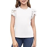 DOKOTOO KIDS Girls Shirts Teen Summer Top Tween T Shirt Cute Lace Short Sleeve Blouse Size 6-15 Years Old