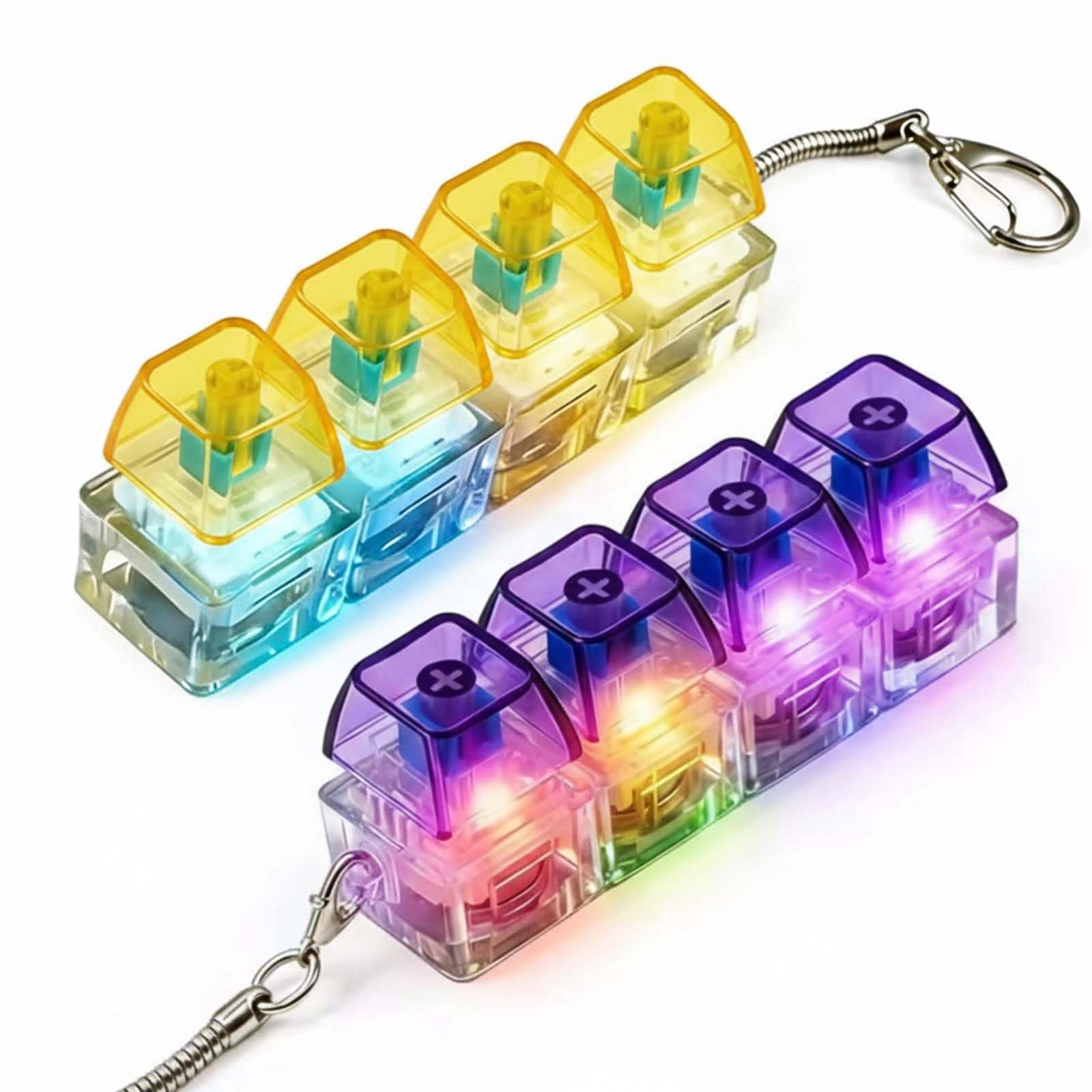 Keyboard Fidget Toy, Keyboard Clicker with LED Light, Keyboard Fidget Keychain, Keyboard Button Finger Clicker for Anxiety Relief