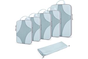 BAGSMART Compression Packing Cubes for Travel, Compressible Luggage Organizer for Cruise Ship, Lightweight Travel Essentials 6-Pack 1L+2M+2S+1Shoe Bag