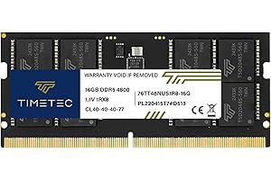 Timetec 16GB DDR5 4800MHz PC5-38400 Unbuffered Non-ECC 1.1V CL40 1Rx8 Single Rank 262Pin SODIMM Laptop Memory RAM Module Upgr