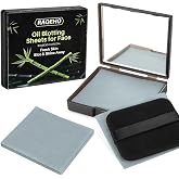 RAQEHO 200 Oil Blotting Sheets for Face - Bamboo Charcoal Blotting Paper | Oil Absorbing Sheets with Mirror &amp; Powder Puff for Women Men Oily Skin, Face wipe for Oil Control, Makeup &amp; Beauty Essentials