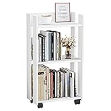 yeavs 3-Tier Side Table with Wheels, Moveable