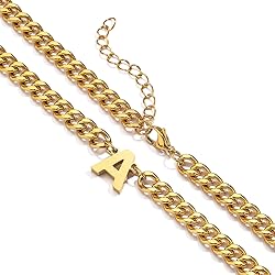 DuoDiner Z Letter Necklace Initial Cuban Link Chain