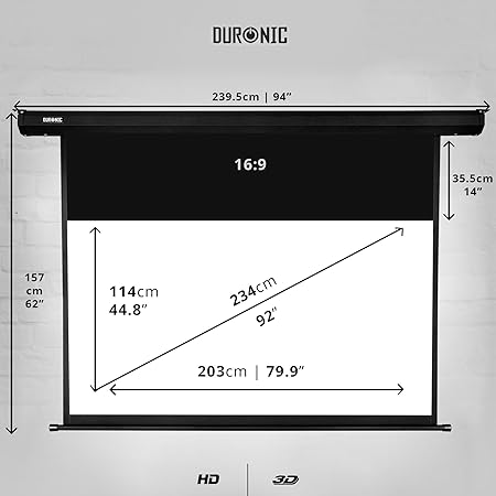 Duronic EPS92 /169 Pantalla de proyección 92” Pulgadas (203 cm X ...