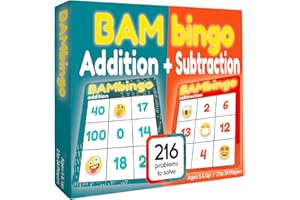THE BAMBINO TREE Addition and Subtraction Facts Bingo Game - 1st 2nd & 3rd Grade Educational Math Learning for Classroom & Homeschool