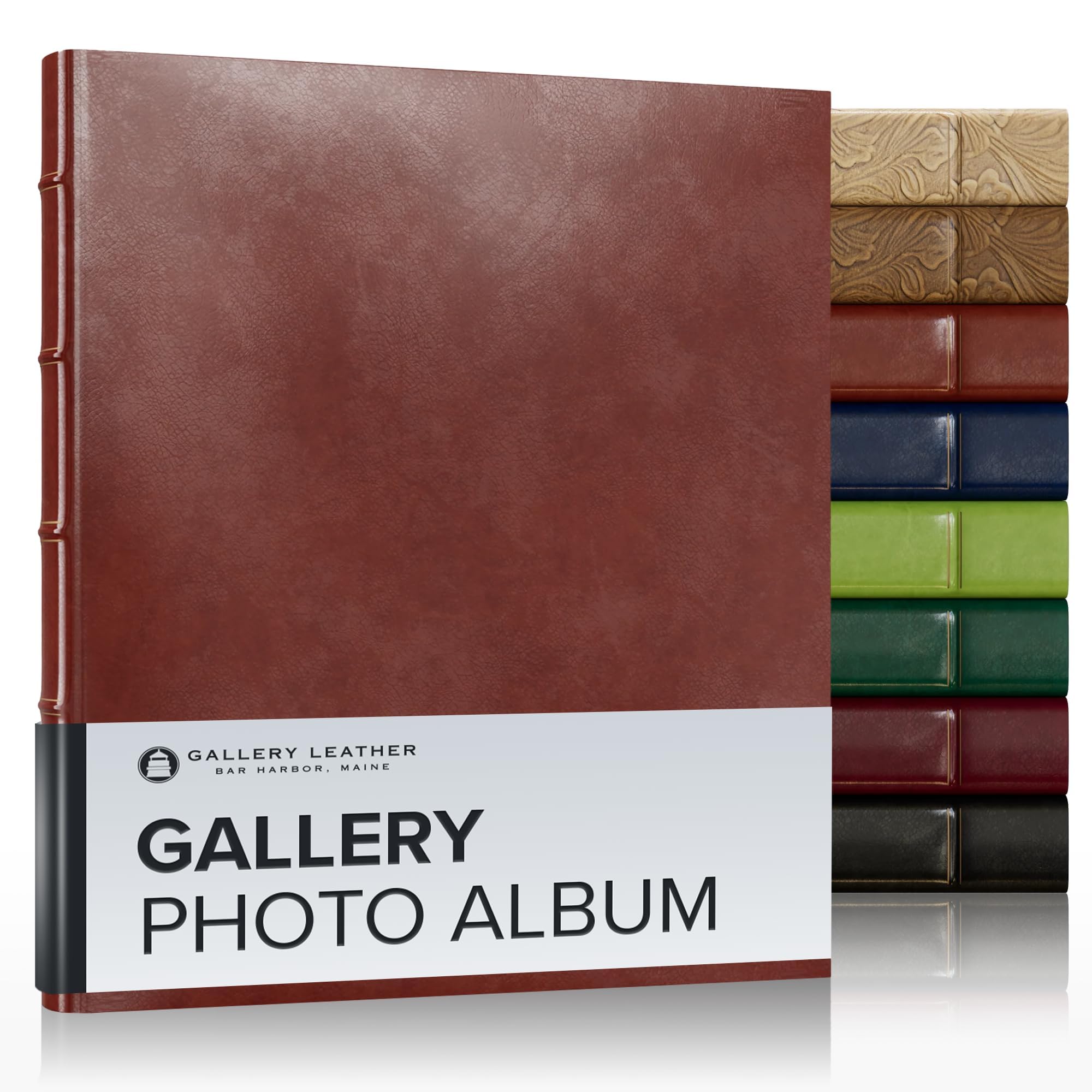 Gallery Leather Photo Album 4x6-3 Ring Binder Photo Album, 60 Pages for 120 Photos, Fillable, Can Fit 8x10 and 5x7 Photos, Handcrafted - Acadia Tan - 11.75 x 10.5 ", Gallery