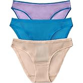 OnGossamer Women's Intimate Apparel Mesh Low-Rise Bikini Panty, Champagne/Blue/Purple, Small