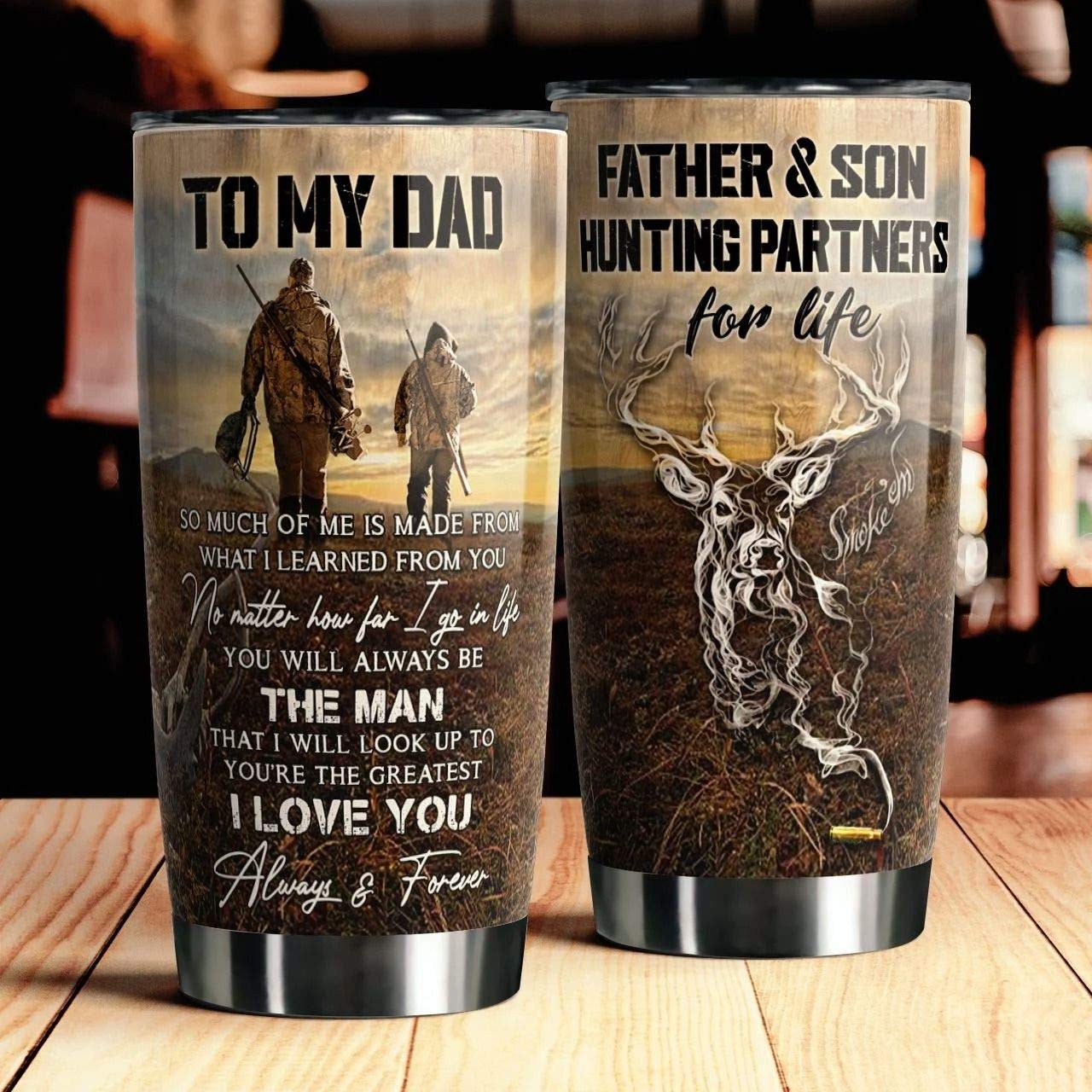 To My Dad - Deer Hunting To My Dad Tumbler - Father and Son Hunting Partners For Life - Customize Tumbler Personalized Tumbler