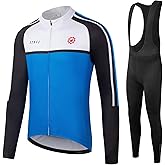 GCRFL Winter Men's Cycling Jersey Sets Thermal Bike Long Sleeve Jersey Bib Pants Fleece Cycling Clothing Sets Windproof
