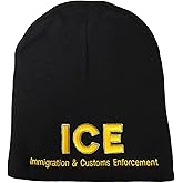 CrazyCoolBuys ICE 3D Black & Gold Embroidered Hat Beanie Style Skull Knit Warm Winter Cap