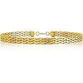 18K Gold Plated 6mm Mesh Link Chain Bracelet For Women, Bracelet with Lobster Clasp，Simple Design