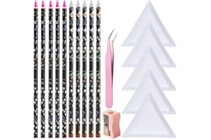 Fcozpjk Wax Pencil for Rhinestones With Tray 10PCS Long Resin Rhinestones Picker Pencil Nail Art Gem Jewel Picker Tool Wax Pencils for Diamond Painting with Pencil Sharpener
