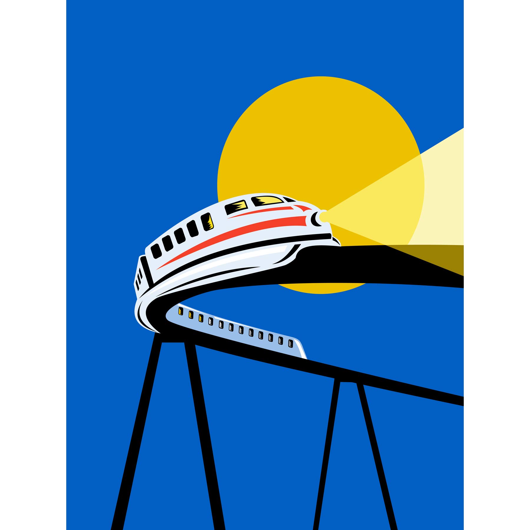 Wee Blue Coo Painting Illustration Transport Monorail Railway Train Sun Canvas Print