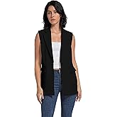 V VOCNI Long Vest for Women Sleeveless Blazer Vest Open Front Button Lapel Duster Trench Cardigan Top